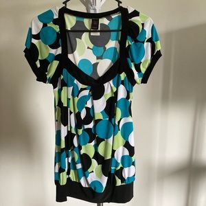 Blue and Green Circle Top